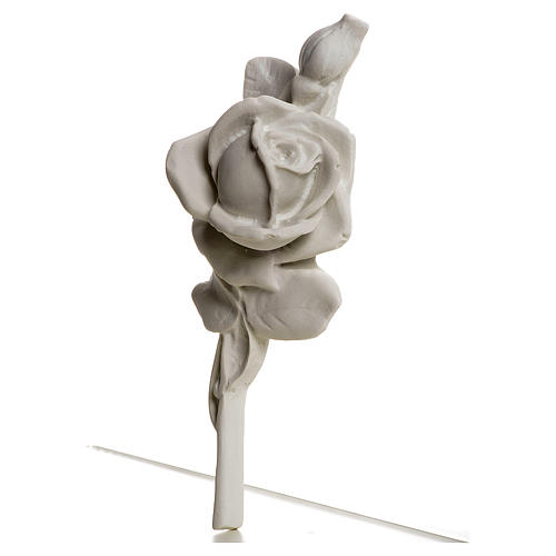 Rose bas-relief decoration in reconstituted marble, 18 cm 3