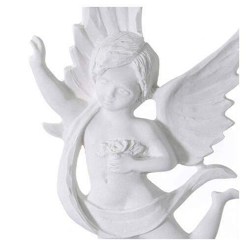 Angel with drape, 19 cm bas-relief in reconstituted marble 2