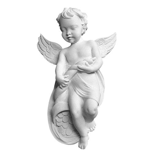 Angel bas-relief in reconstituted carrara marble, 14 cm 1