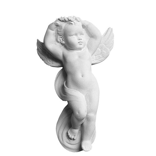Engelchen Hände auf dem Kopf 14 cm Relief Marmorguss 1