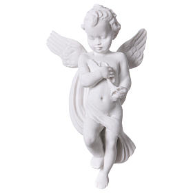 Engelchen mit Flüte 14 cm Relief Marmorguss