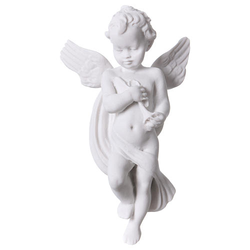 Engelchen mit Flüte 14 cm Relief Marmorguss 1