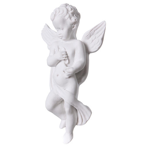 Engelchen mit Flüte 14 cm Relief Marmorguss 2