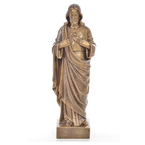 Heiligstes Herz Jesu 62cm Kunstmarmor bronzefarbiges Finish 1
