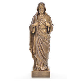Sagrado Coração Jesus 62 cm mármore acabamento bronzeado
