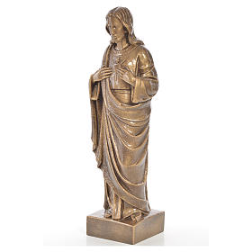 Sacred Heart of Jesus staute in Carrara marble, bronze finish, 24"
