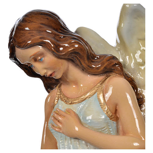 Angel with flowers, light blue in reconstituted marble 25cm 2