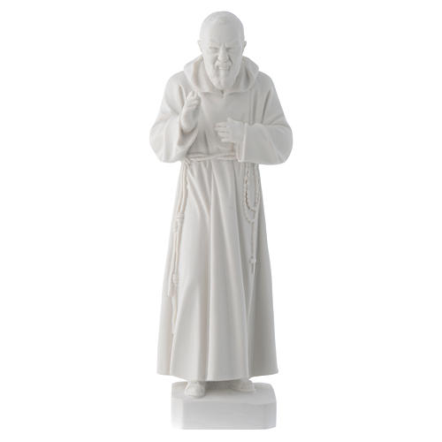 Padre Pío 30 cm polvo de mármol blanco 1