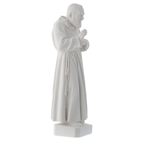 Padre Pio 30 cm polvere di marmo bianco 2