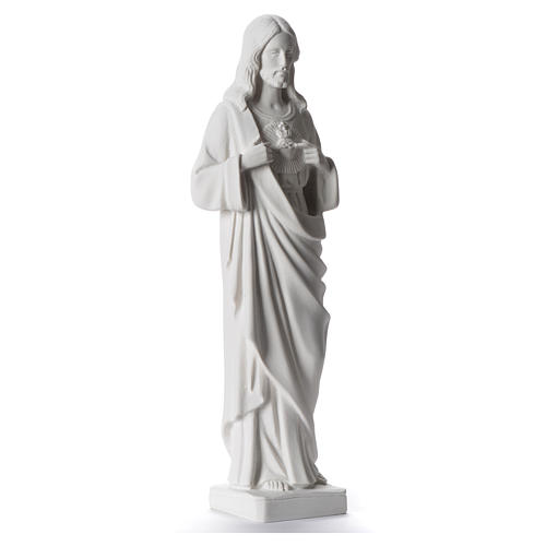Statue Sacré Coeur de Jésus marbre reconstitué blanc 38 cm 2