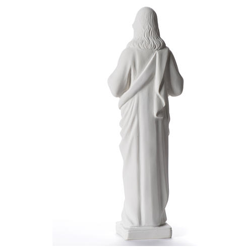 Statue Sacré Coeur de Jésus marbre reconstitué blanc 38 cm 3