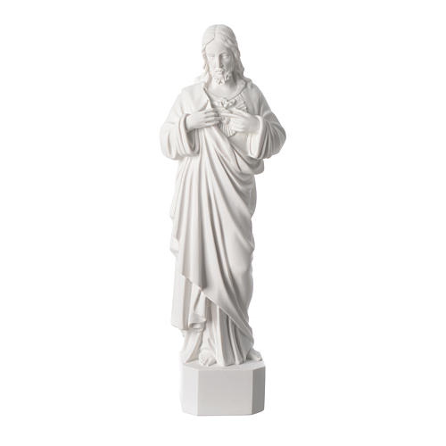 Sacred Heart of Jesus statue, in white marble dust 42 cm 1