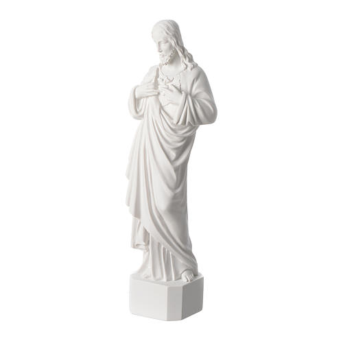 Sacred Heart of Jesus statue, in white marble dust 42 cm 2