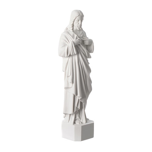 Sacred Heart of Jesus statue, in white marble dust 42 cm 3