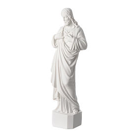 Statue Sacré Coeur de Jésus marbre reconstitué blanc 42 cm