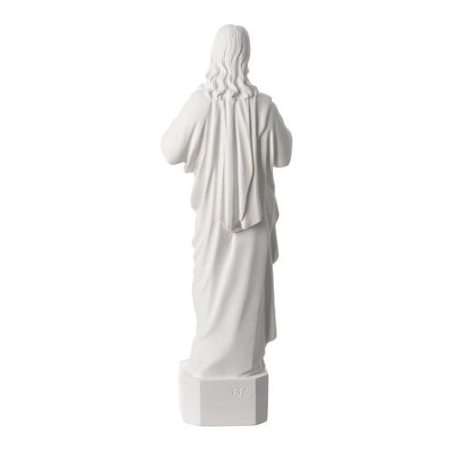 Statue Sacré Coeur de Jésus marbre reconstitué blanc 42 cm 4