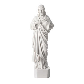 Sagrado Coração Jesus pó de mármore branco 42 cm