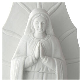 Our Lady of Guadalupe bas-relief, 45 cm in white marble dust