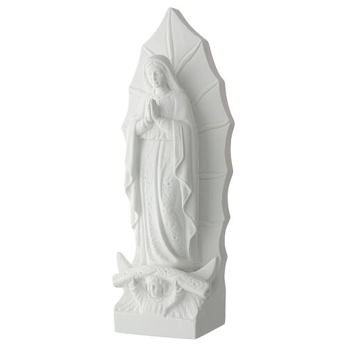 Our Lady of Guadalupe bas-relief, 45 cm in white marble dust 3