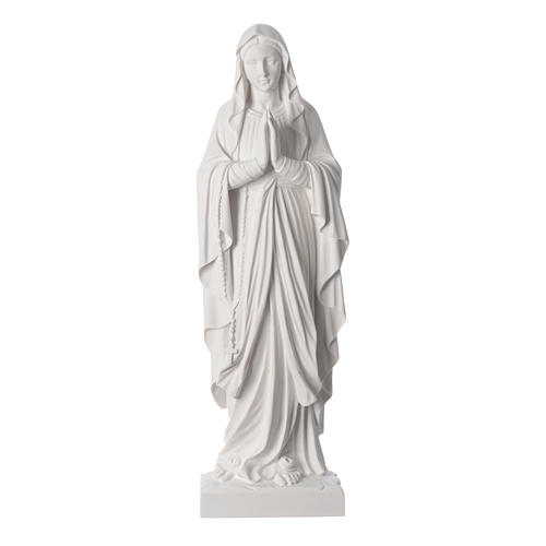 Our Lady of Lourdes bas-relief, 60-85 cm in white marble dust 1