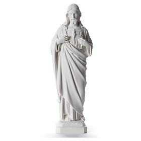 Statue Sacré Coeur de Jésus marbre blanc 40cm