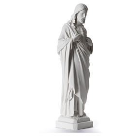 Statue Sacré Coeur de Jésus marbre blanc 40cm