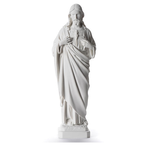 Statue Sacré Coeur de Jésus marbre blanc 40cm 1