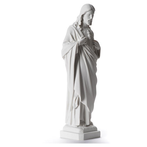 Statue Sacré Coeur de Jésus marbre blanc 40cm 2