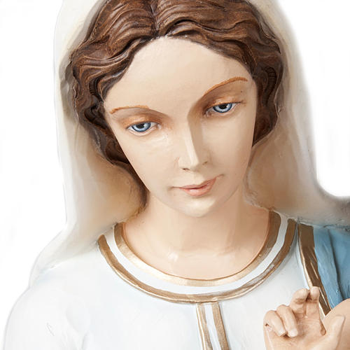 Statue Vierge à l'enfant marbre reconstitué 85cm peinte 5