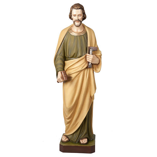 St Joseph travailleur marbre reconstitué 100cm colorée 1