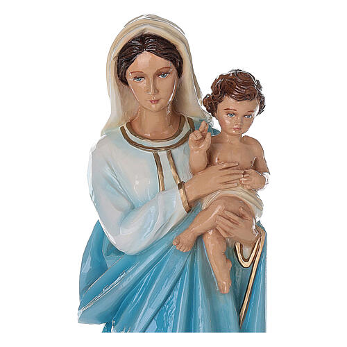Virgen con Niño 60 cm mármol reconstituido pintado 2
