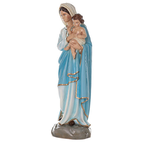 Vierge à l'enfant marbre reconstitué 60cm peinte 4