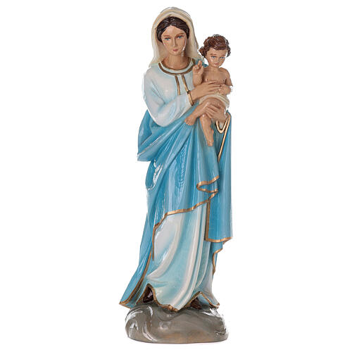 Virgin Mary with Baby Jesus statue, 60 cm in painted marble dust 1