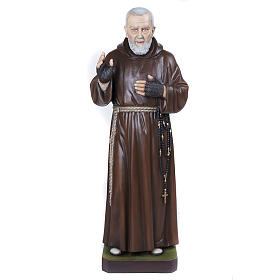 Padre Pio of Petralcina statue, 110 cm in painted marble dust
