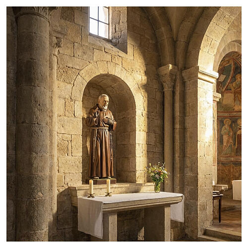 Padre Pio 110 cm marmo ricostituito dipinto 2