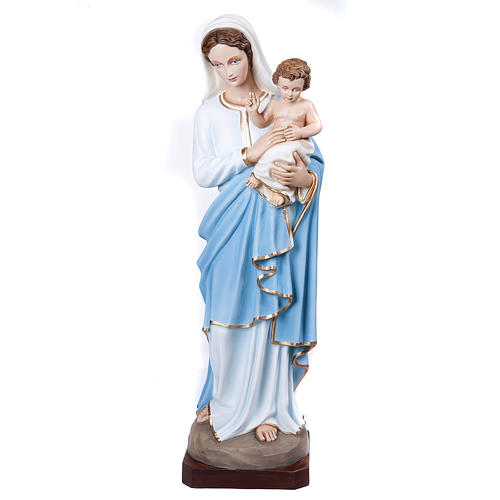Virgen con el Niño 80 cm mármol reconstituido pintado 1