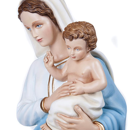 Vierge à l'enfant marbre reconstitué 100cm peinte 7