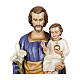 Statue Saint Joseph à l'enfant marbre 80cm peinte s2
