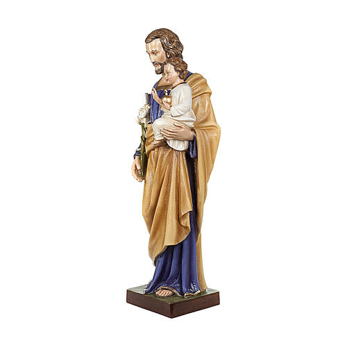 Saint Joseph with Baby Jesus statue, 80cm in painted composite marble 3