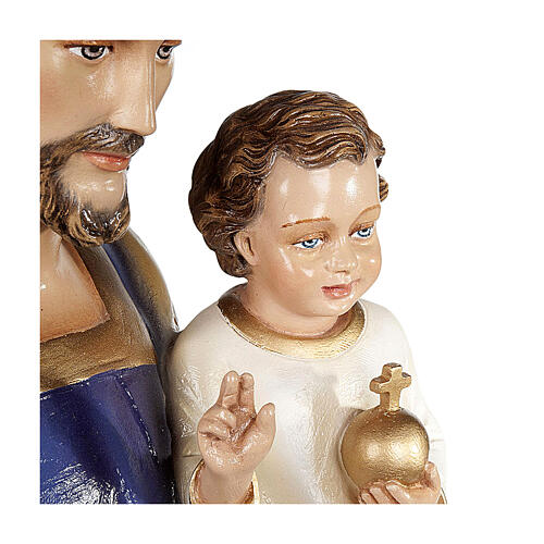 Saint Joseph with Baby Jesus statue, 80cm in painted composite marble 4