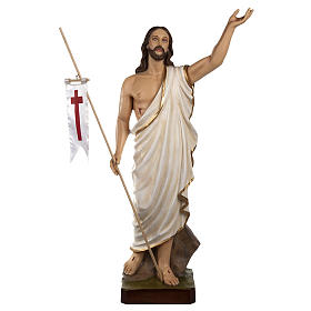 Resurrected Christ statue, 85cm in painted reconstituted marble