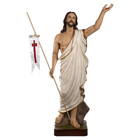 Resurrected Christ statue, 85cm in painted reconstituted marble