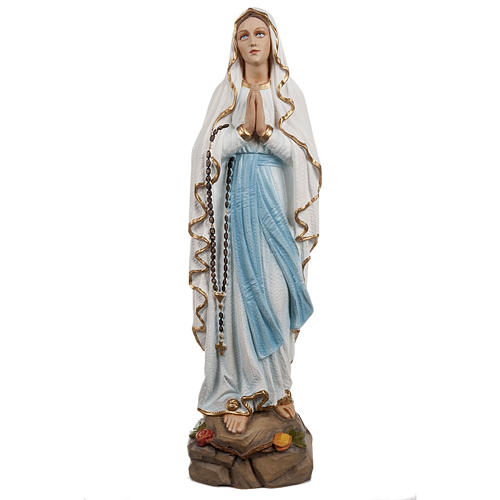 Our Lady of Lourdes statue, 50cm in painted reconstituted marble 1