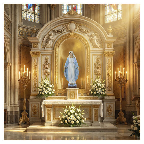 Immaculate Virgin Mary statue, 130cm in painted reconstituted marble 2