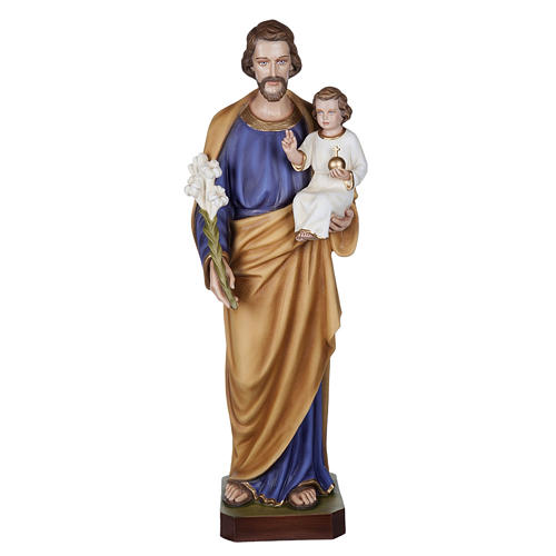 Heiliger Josef mit Kind 100cm Kunstmarmor Hand gemalt 1