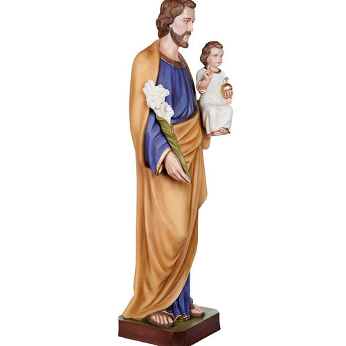 Statue St Joseph à l'enfant marbre 100cm peinte 7