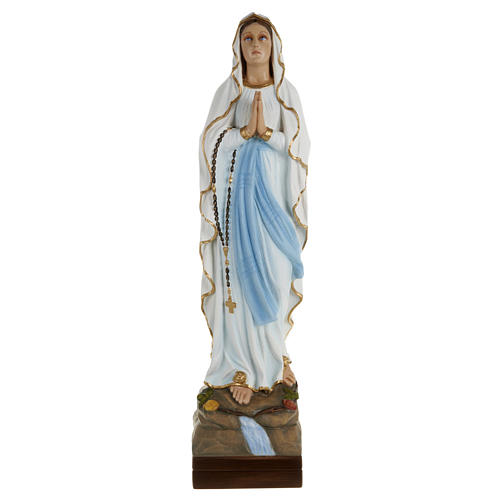 Our Lady of Lourdes statue, 70cm in painted reconstituted marble 1