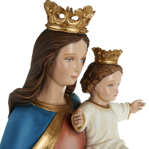 Statue Marie reine et enfant marbre 80cm peinte 6