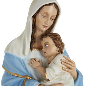 Statua Madonna con bimbo al petto 80 cm polvere di marmo dipinto