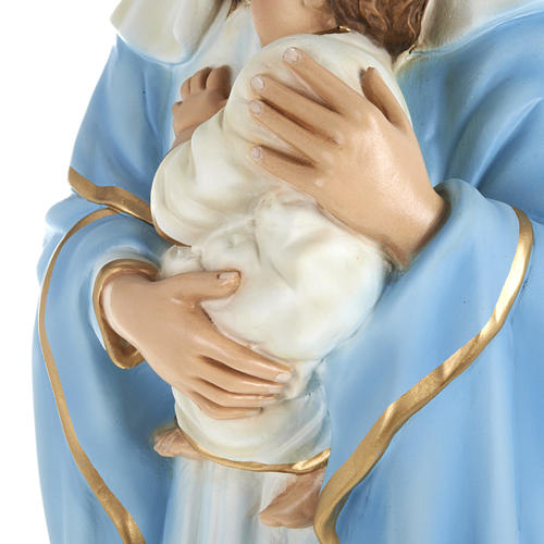 Virgin Mary with Baby statue, 80cm in painted reconstituted marble 3